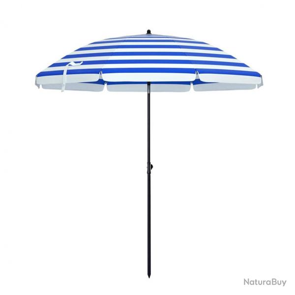 Parasol de plage diamtre 1,6 m ombrelle de jardin protection upf 50+ inclinable portable rsistant