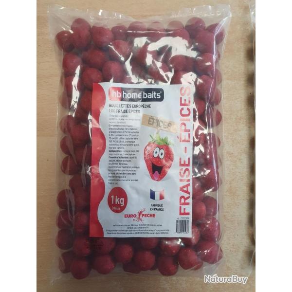 BOUILLETTE HB HOME BAITS 1KG Fraise - pices (rouge)