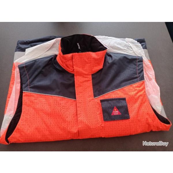 blouson ,veste ,gilet sans manche haute visibilit orange fluo / marine taille XL