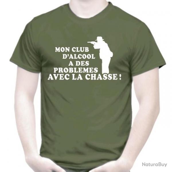 T-SHIRT HUMOUR - MON CLUB D'ALCOOL A DES PROBLEMES AVEC LA CHASSE -  Blague Drle Ide cadeau Nol