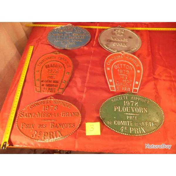 6 plaques de rcompense de concours hippiques. CHEVAUX PLAQUE CONCOURS HIPPIQUE                  (3)