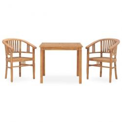 salle à manger de jardin 3 pcs Bois de teck solide