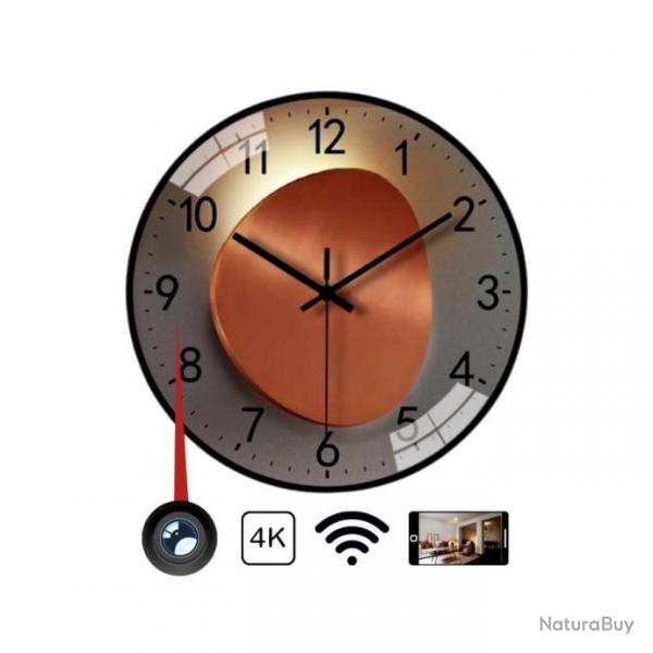 Horloge murale camra 4k wifi moderne avec accs en direct depuis son tlphone
