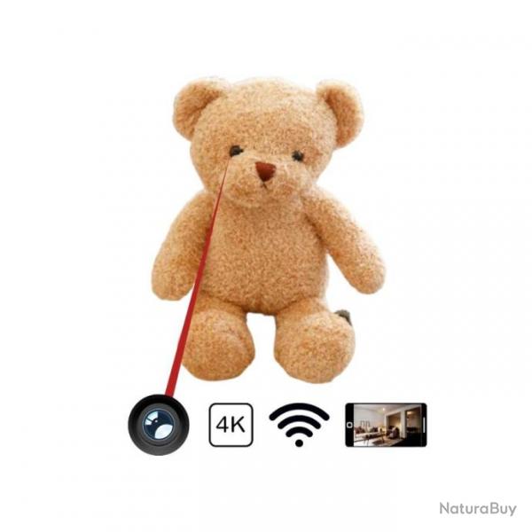 Ours en peluche Camra 4k Wifi  avec accs aux images en direct depuis son tlphone