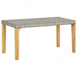 Banc de jardin meuble de patio d'extérieur terrasse 120 cm gris résine tressée et bois d'acacia 02_