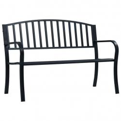 Banc de jardin meuble de patio d'extérieur terrasse 125 cm noir acier 02_0011234