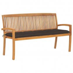 Banc de jardin meuble de patio d'extérieur terrasse empilable et coussin 159 cm bois de teck massif