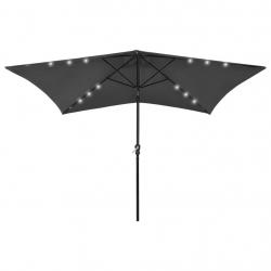 Parasol avec led et mât en acier 2 x 3 m anthracite 02_0008066