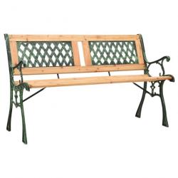 Banc de jardin meuble de patio d'extérieur terrasse 122 cm fonte et bois de sapin massif 02_0011220