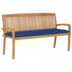 Banc de jardin meuble de patio d'extérieur terrasse empilable et coussin 159 cm bois de teck massif