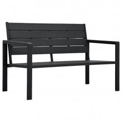 Banc de jardin meuble de patio d'extérieur terrasse 120 cm pehd noir aspect de bois 02_0011206