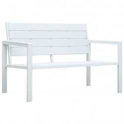 Banc de jardin meuble de patio d'extérieur terrasse 120 cm pehd blanc aspect de bois 02_0011204