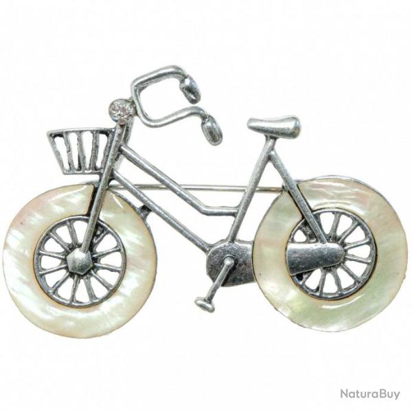 Broche bicyclette avec nacre blanche