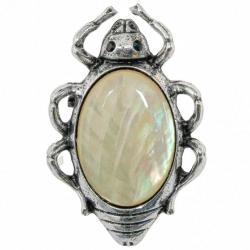 Broche coléoptère avec nacre blanche