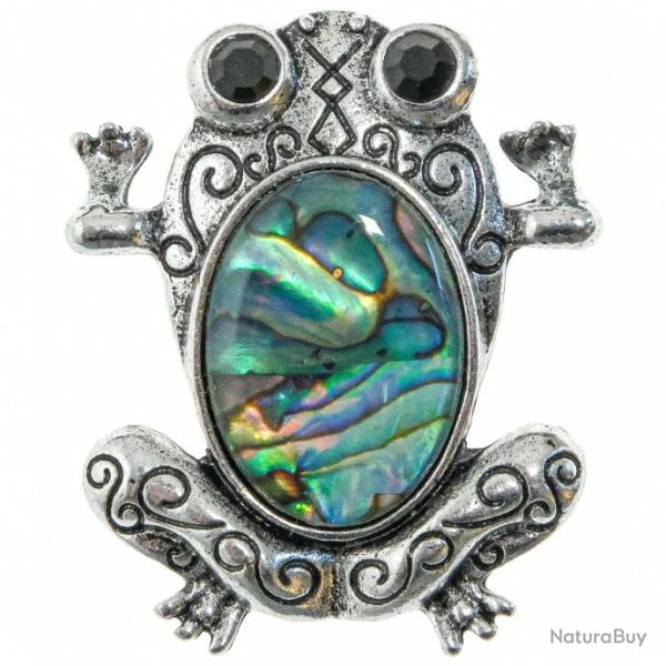 Broche grenouille avec nacre abalone