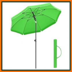 Parasol anti UV - Ø 2 m - Piscine, jardin, plage - Sac de transport - Vert