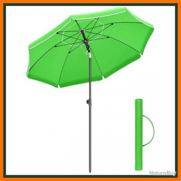 Parasol anti UV -  2 m - Piscine, jardin, plage - Sac de transport - Vert