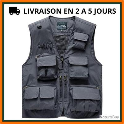 Gilet De Pêche OlympinA Homme - Taille S - 14 Poches - Gris - Occasion