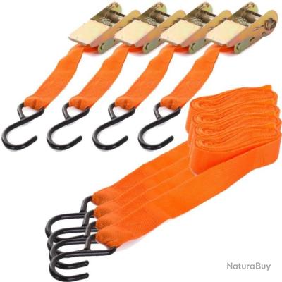 MaXpeedingrods Lot De 10 Sangles D'Arrimage à Cliquet 4000 Kg - 5 M X 50 Mm - Professionnelles EN 12195-2, Idéales Pour Remorques, Voitures Et Chargements Lourds