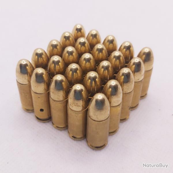 Lot 25 Balles neutraliss de 9mm parabellum Luger 9x19mm standard pour dcoration INERTE NEUTRA