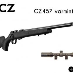 Pack carabine CZ 457 Varmint Synthétique .22 LR + HAWKE 3-12X50 