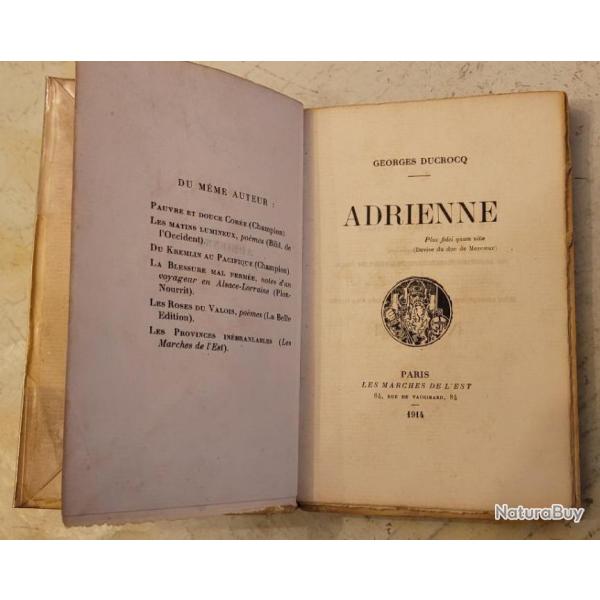 LIVRE ANCIEN Numrot ADRIENNE - Georges DUCROCQ (1914)- RARE