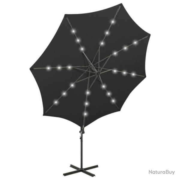 Parasol meuble de jardin dport avec mt et lumires led 300 cm noir 02_0008525