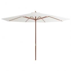 Parasol avec mât en bois 350 cm blanc sable 02_0008127