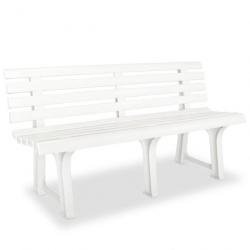 Banc de jardin meuble de patio d'extérieur terrasse 145,5 cm plastique blanc 02_0011244