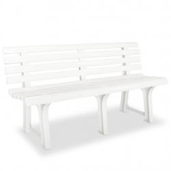 Banc de jardin meuble de patio d'extérieur terrasse 145,5 cm plastique blanc 02_0011244