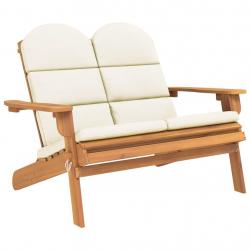 Banc de jardin meuble de patio d'extérieur terrasse adirondack et coussins 126 cm bois massif acaci