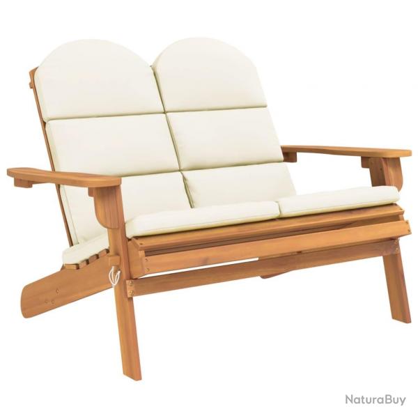 Banc de jardin meuble de patio d'extrieur terrasse adirondack et coussins 126 cm bois massif acaci