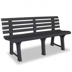 Banc de jardin meuble de patio d'extérieur terrasse 145,5 cm plastique anthracite 02_0011243
