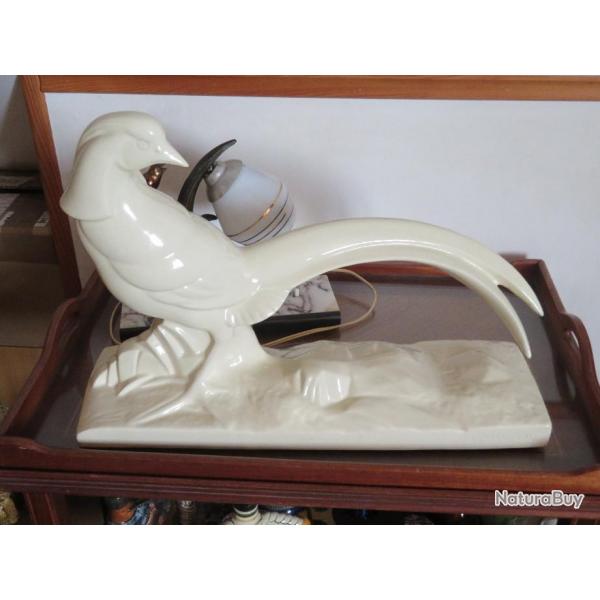 Sculpture Faisan "Coq Vnr" de Charles Lemanceau en cramique craquele Art-Dco (Art Dco 1930)