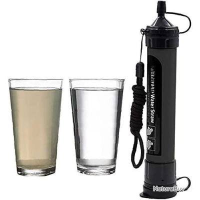 Filtre à Eau Personnel, Paille de Purification d'Eau Portable 1500l Équipement de Survie Extérieur, Kit de Filtration d'Eau 0.01 Micron Équipement d'Urgence pour Camping