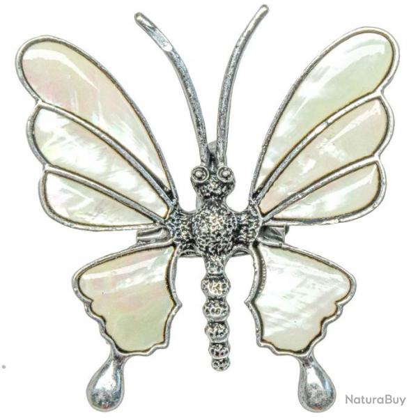 Broche papillon avec nacre blanche