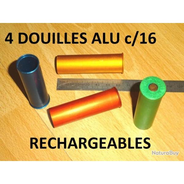 DERNIER LOT de 4 douilles ALU rechargeables "no end" calibre 16 NEUVES - VENDU PAR JEPERCUTE (D23F6)