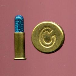 .22 LR à grenaille - balle en plastique bleu translucide - étui laiton 15.6 mm - marque CCI