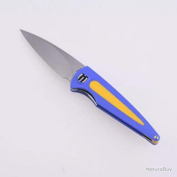Couteau Shieldon Colibri Blue/Yellow Manche G10 Lame Acier 154CM IKBS Linerlock Clip SHIMT01A