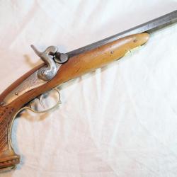 Pistolet d'Officier 1830 à percussion - canon Damas calibre 15 mm fabrication Liège bel état XIX