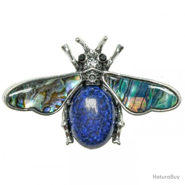 Broche abeille avec lapis-lazuli et nacre abalone