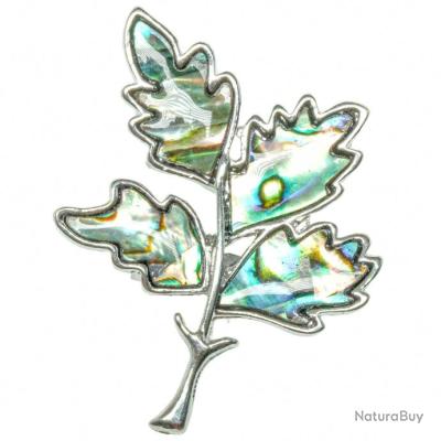 Broche DURI incrustée de coquilles d'ormeau vintage - Magnifique grande, 1980 - France