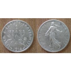 France 1 Franc 1914 Semeuse Piece Argent Francs