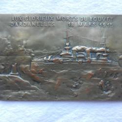 plaque en bronze Aux glorieux morts du Bouvet Dardanelles 18 mars 1915