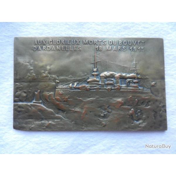 plaque en bronze Aux glorieux morts du Bouvet Dardanelles 18 mars 1915