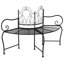 Banc de jardin meuble de patio d'extérieur terrasse tour d'arbre 150 cm noir acier 02_0011845