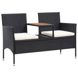 Banc de jardin meuble de patio d'extérieur terrasse 2 places et table à thé 143 x 65 x 88 cm résine