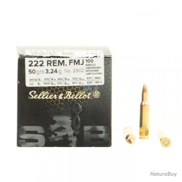 Munitions Sellier & Bellot vrac 222 Rem. FMJ 3.2g 50gr par 300