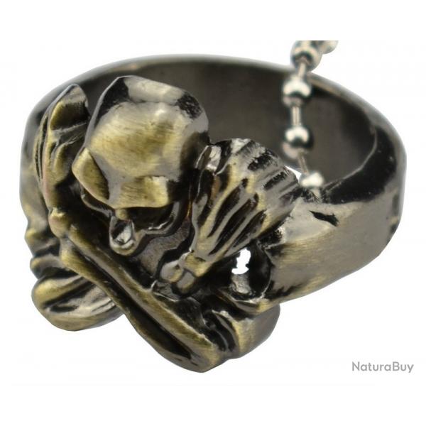 Poing amricain bague "Skull" laiton [Max Knives]