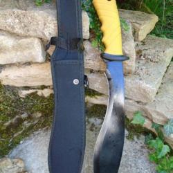 Couteau Bushcraft Kukkri Bolo Bowie Tactical Lame Acier 3Cr13 Manche ABS Etui Nylon Survivalisme